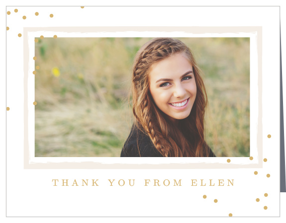 Say “Thank You” with the dazzling dots of the Glittering Graduate Foil Graduation Thank You Cards.