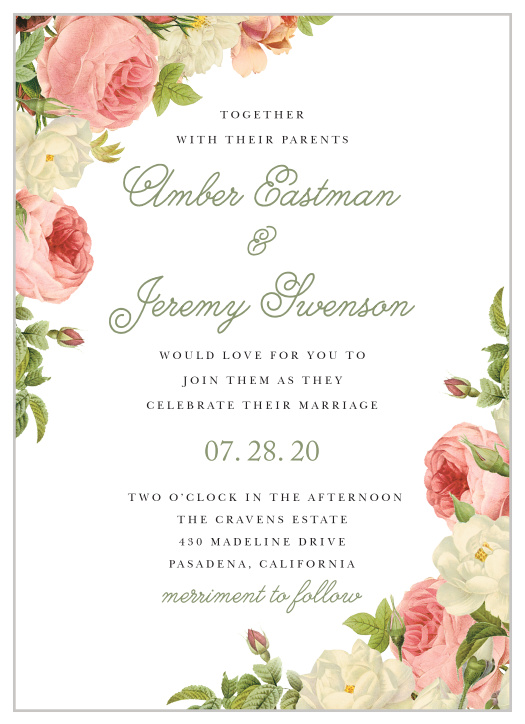 Blush Pink Floral Gold Frame Wedding Invitation - Affordable Wedding  Invitations - Affordable Wedding Invites