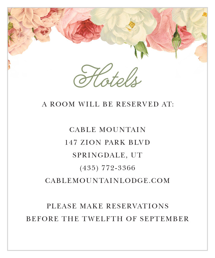 Alluring Florals Accommodation Cards