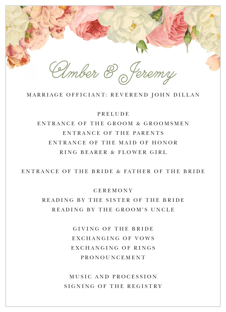 Alluring Florals Wedding Programs