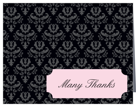 With its pattern background and stylish off-center text box, the Pink Chic thank you card is a great way to thank your friends and family for their generosity, love and support during your recent nuptials.
