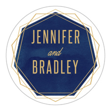 Embellish your contemporary wedding stationery with the cool angles and soft watercolor background of the Divinely Modern Foil Stickers. 