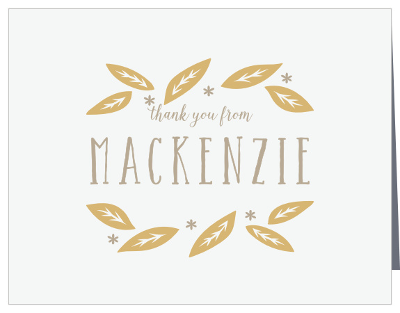 Whimsical leaves and stars frame your name and greeting on the Garden Leaves Foil Thank You Cards.