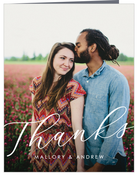 Share gratitude for the support of family and friends on your special day with our Lovely Photo Wedding Thank You Cards.
