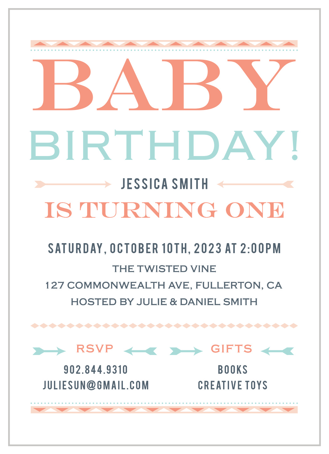 Wild Child First Birthday Invitations