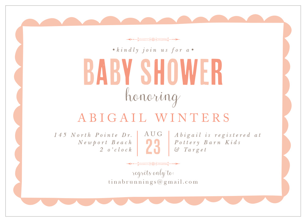 Sweet Scallops Girl Baby Shower Invitations