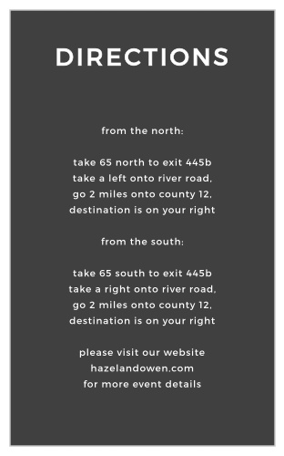 The Live Simply Direction Cards are an easy way to ensure guests find your wedding venue.