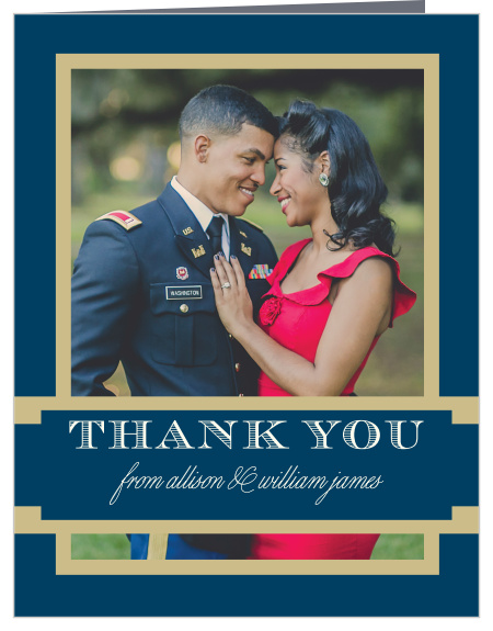 Share your gratitude and a wedding photo with the Photo Ribbon Wedding Thank You Cards.