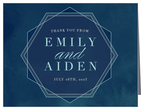 Frame your thanks with the chic hexagon of the Geometric Dreams Thank You Cards from the Love Vs Design Collection at Basic Invite.