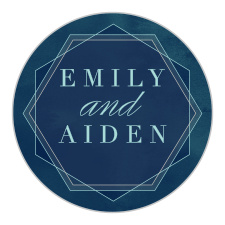 A chic hexagon frames your names on the Geometric Dreams Stickers from the Love Vs Design Collection at Basic Invite.