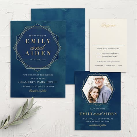 Geometric Dreams Foil Wedding Invitations