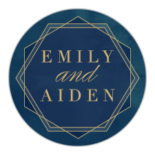 A chic hexagon frames your names on the Geometric Dreams Foil Stickers.