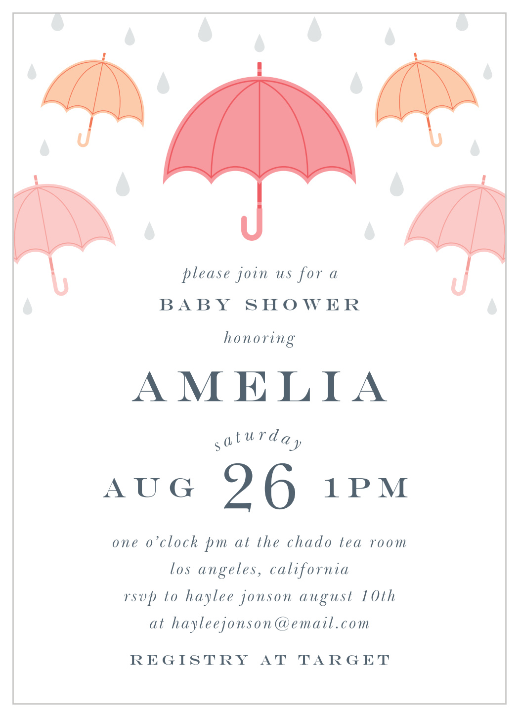 Illustrated Info Girl Baby Shower Invitations