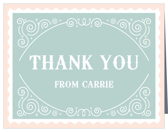 Vintage fonts and whimsical accents mix on the Frilly Fairgrounds Thank You Cards.