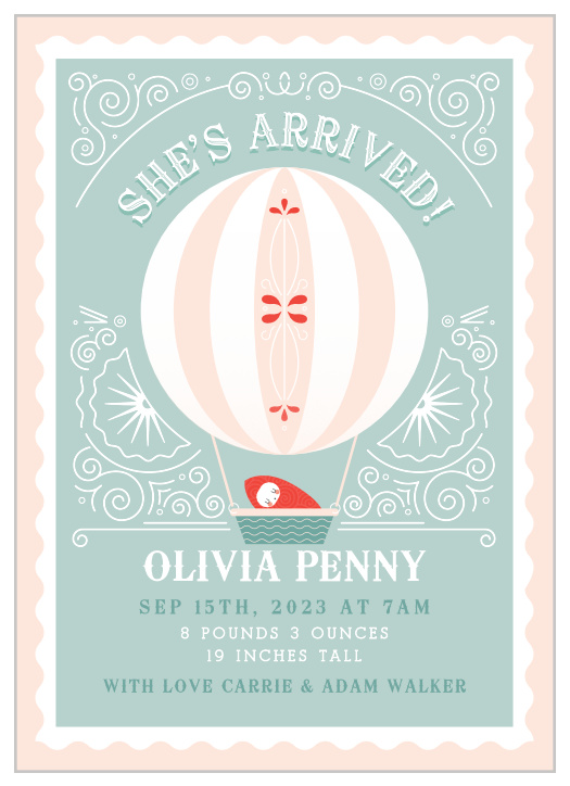 Create whimsical cards with a touch of vintage using the Frilly Fairgrounds Birth Announcements.