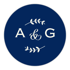 Vines surround your initials on the Lovely Lettering Wedding Stickers.
