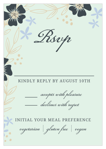 Whimsical flowers seem to sway on the Radiant Garden Response Cards.