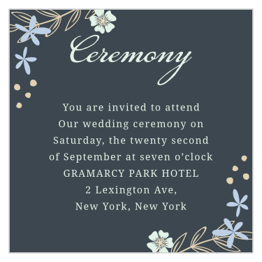 Whimsical flowers seem to sway on the Radiant Garden Ceremony Cards.