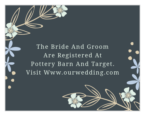 Whimsical flowers almost seem to sway at the corners of the Radiant Garden Registry Cards.