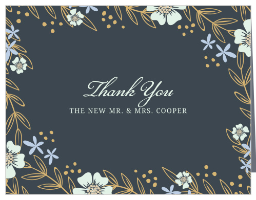 Whimsical flowers seem to sway on the Radiant Garden Foil Thank You Cards.