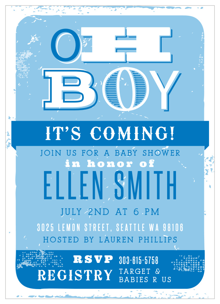 Oh Boy Baby Shower Invitations