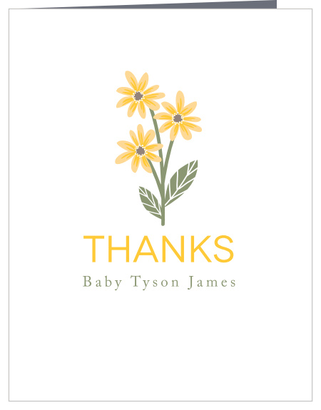 Three bright flowers accompany your gratitude on the Sunny Flowers Thank You Cards.
