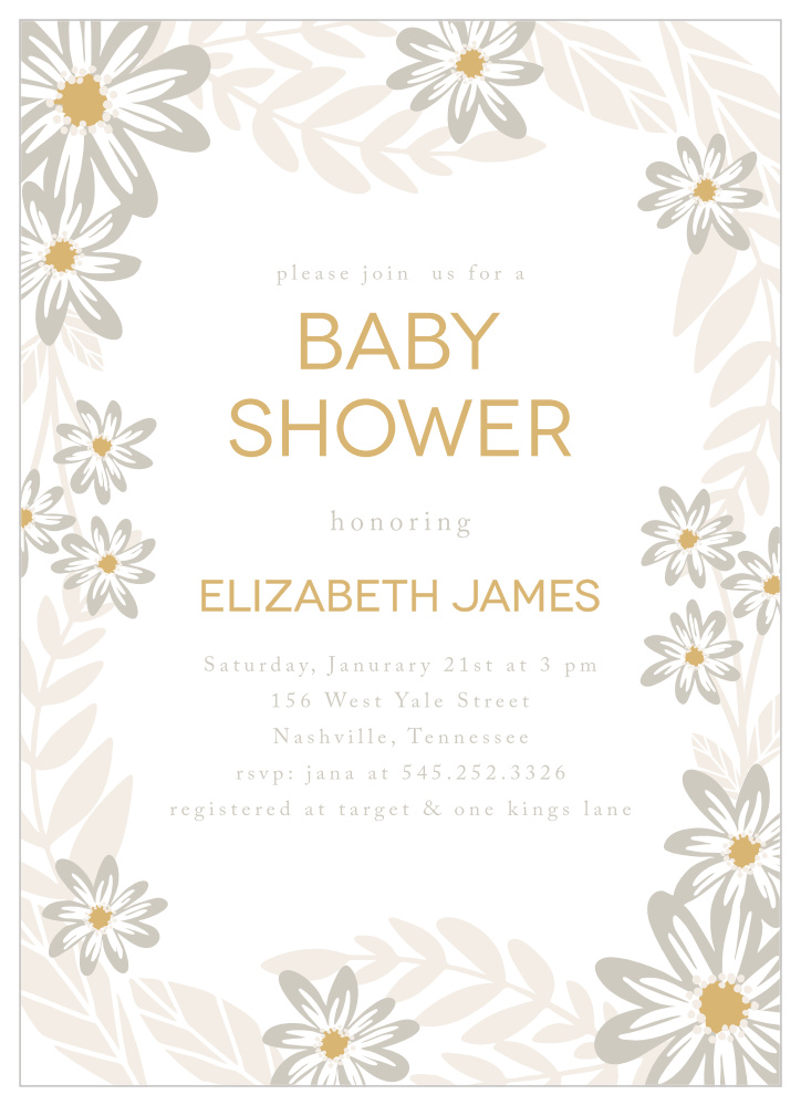 Sunny Flowers Foil Baby Shower Invitations