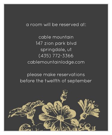 Beautiful flowers line the bottom of the Vintage Blooms Accommodation Cards.