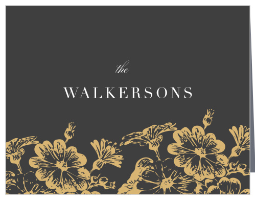 Beautiful flowers line the bottom of the Vintage Blooms Foil Thank You Cards.