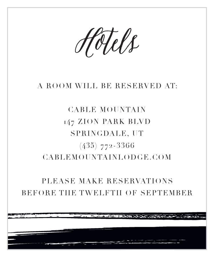 Haute Couture Accommodation Cards
