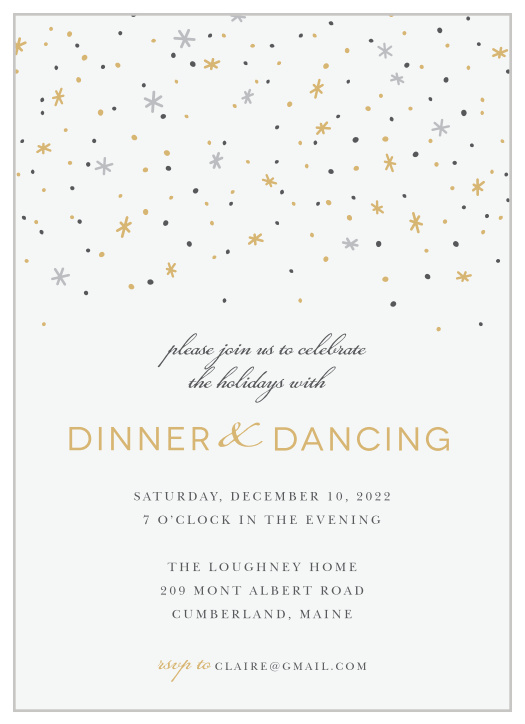 Invite friends and family for a magical night of dinner and dancing with the Twilight Twinkle Foil Holiday Party Invitations.