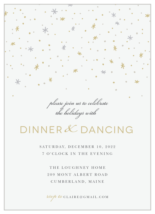 Invite friends and family for a magical night of dinner and dancing with the Twilight Twinkle Holiday Party Invitations.