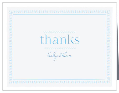 Share your gratitude with the homespun style of the Baby Blanket Boy Baby Shower Thank You Cards.