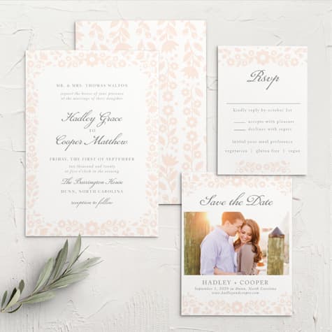 Floral Frame Wedding Invitations