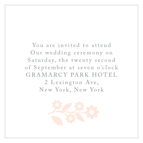 A stem of flowers adds a whimsical touch to the Floral Frame Ceremony Cards.