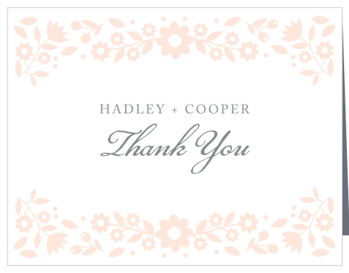 Whimsical flowers decorate the top and the bottom of the Floral Frame Thank You Cards.