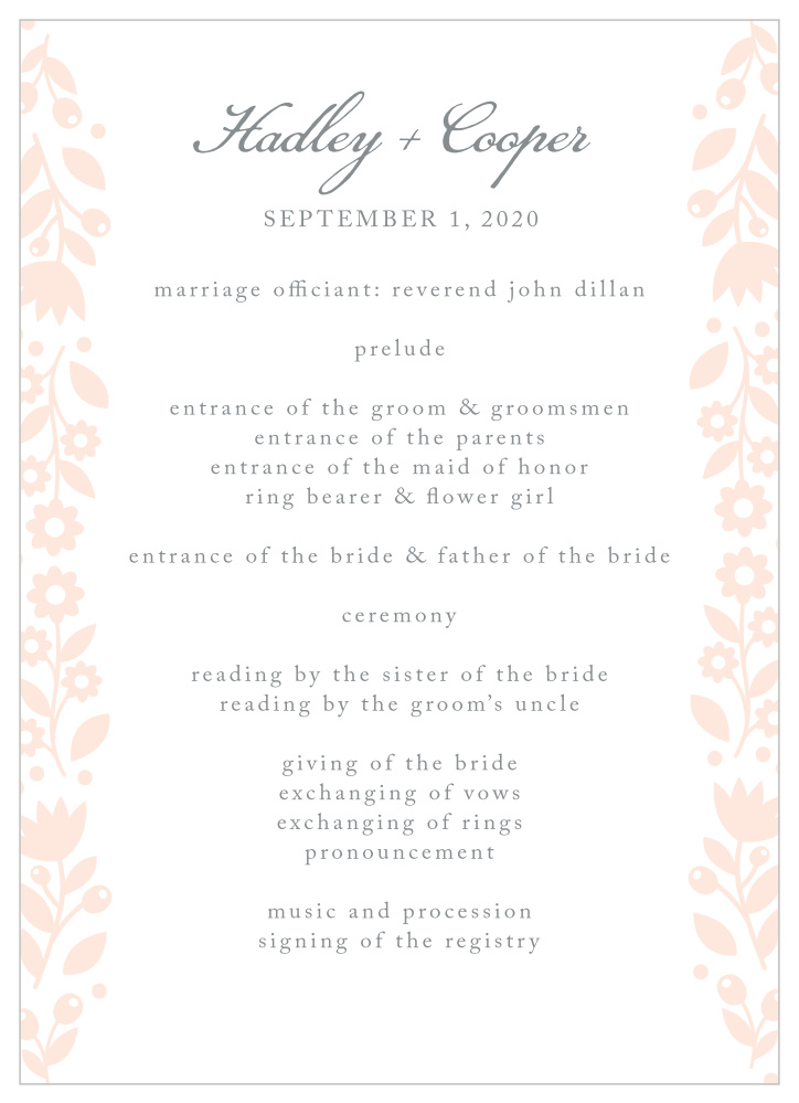 Floral Frame Wedding Programs