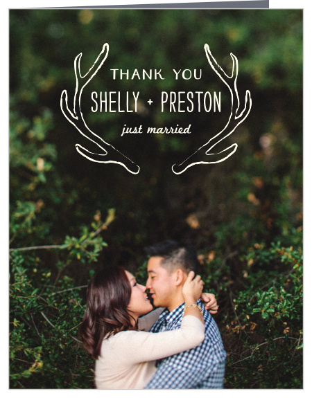 Turn your favorite wedding shot to a beautiful background for the Back Country Wedding Thank You Cards.