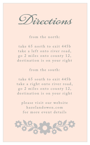 Delicate flowers add a whimsical touch to the bottom of the Floral Frame Foil Direction Cards.