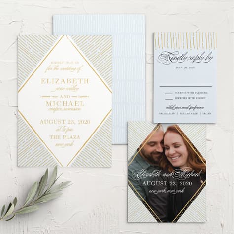 Dazzling Diamond Foil Wedding Invitations