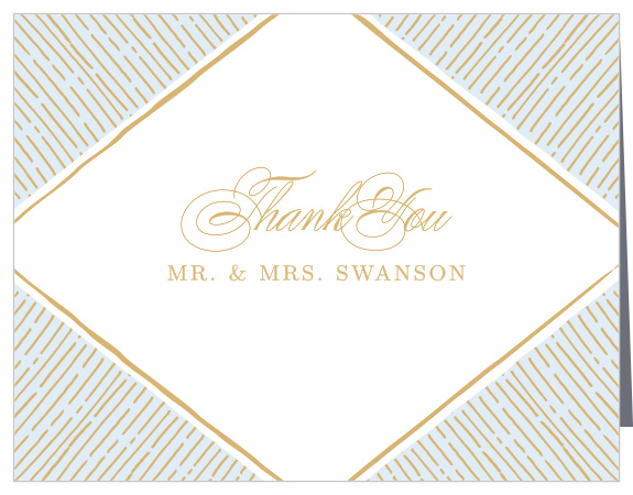 Rays emanate from a diamond frame on the Dazzling Diamond Foil Thank You Cards.