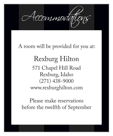 One size fits all accommodations card.
