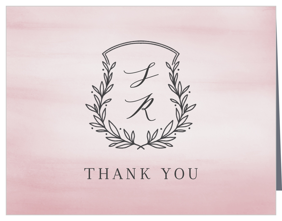 Watercolor Initials Wedding Thank You Cards