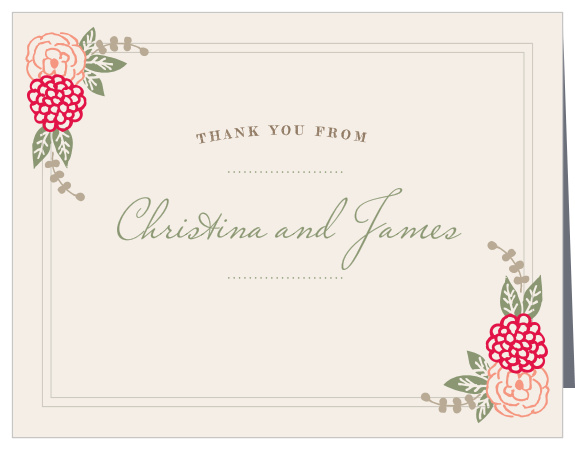 Charming flowers bloom from the corners of the Floral Chic Thank You Cards.