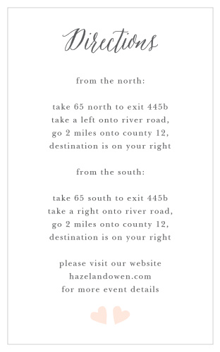 The Floating Ribbon Direction Cards match perfectly with the romantic look of the Floating Ribbon Wedding Invitation Suite.