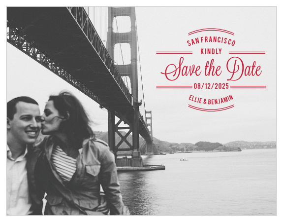 Design save-the-dates as enchanting as a song with the Rhapsody in Red Save-the-Date Magnets.