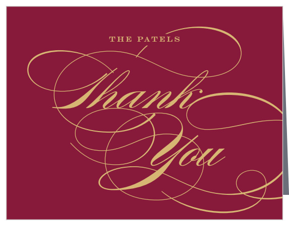 Our Simple Scroll Wedding Thank You Cards share your appreciation for the support and presence of loved ones on your special day.