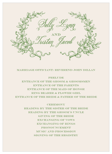 Set the mood for your elegant, vintage wedding with the Classical Gardens Wedding Programs. 