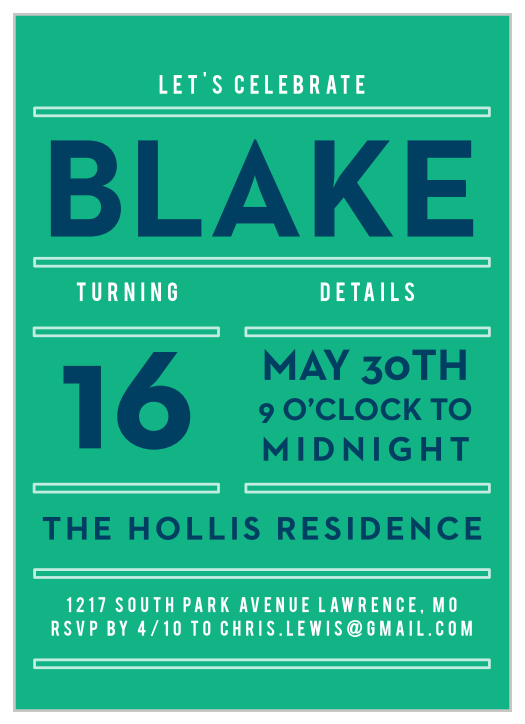 The Bold Sixteen Sweet Sixteen Party Invitations’ confident design is completely customizable.