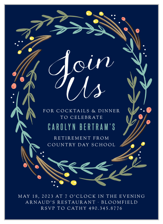 Honor a lifetime of hard work with the Floral Swirl Party Invitation.